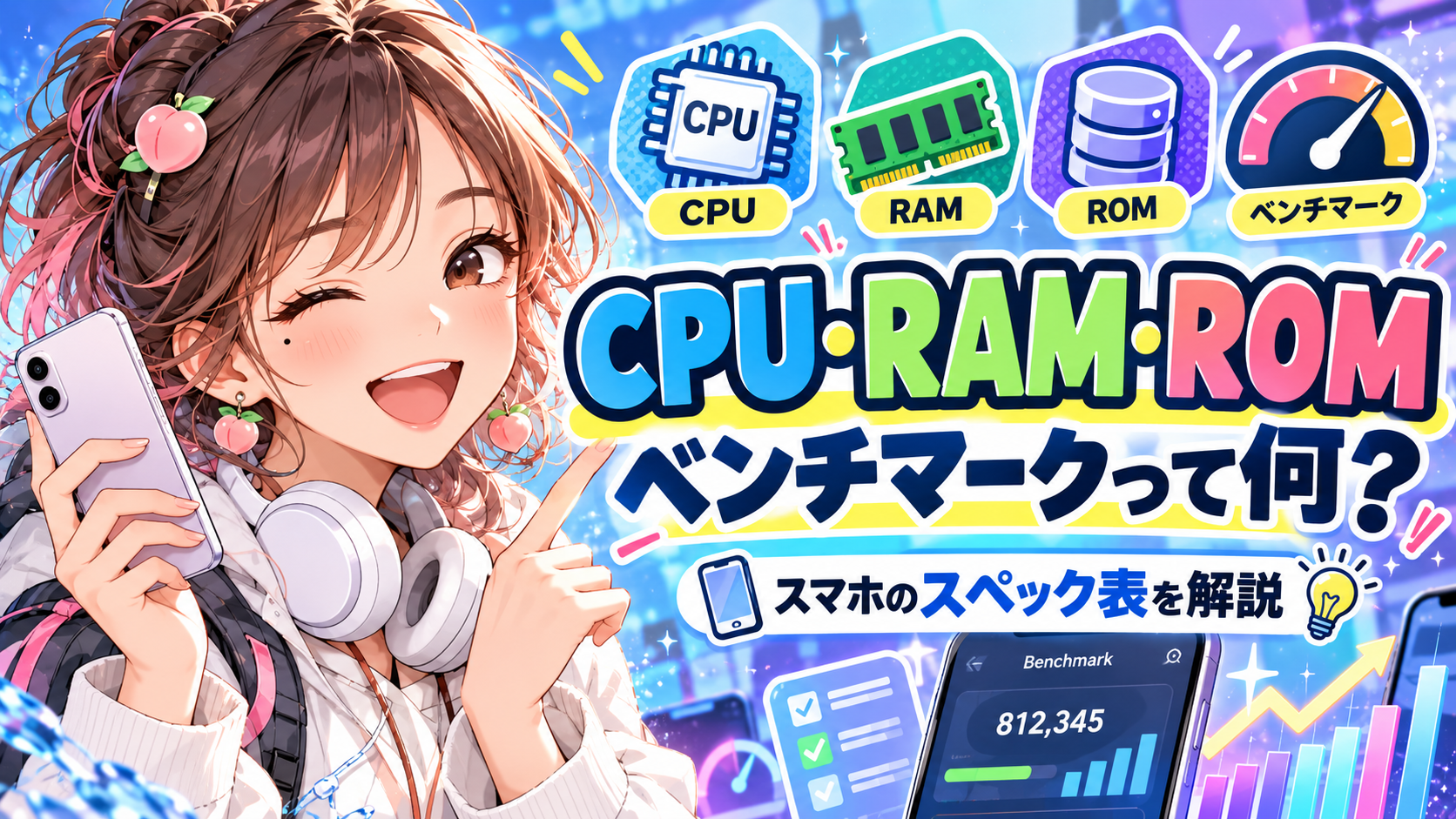CPU・RAM・ROM・ベンチマークを解説するガジェオタもも風アイキャッチ