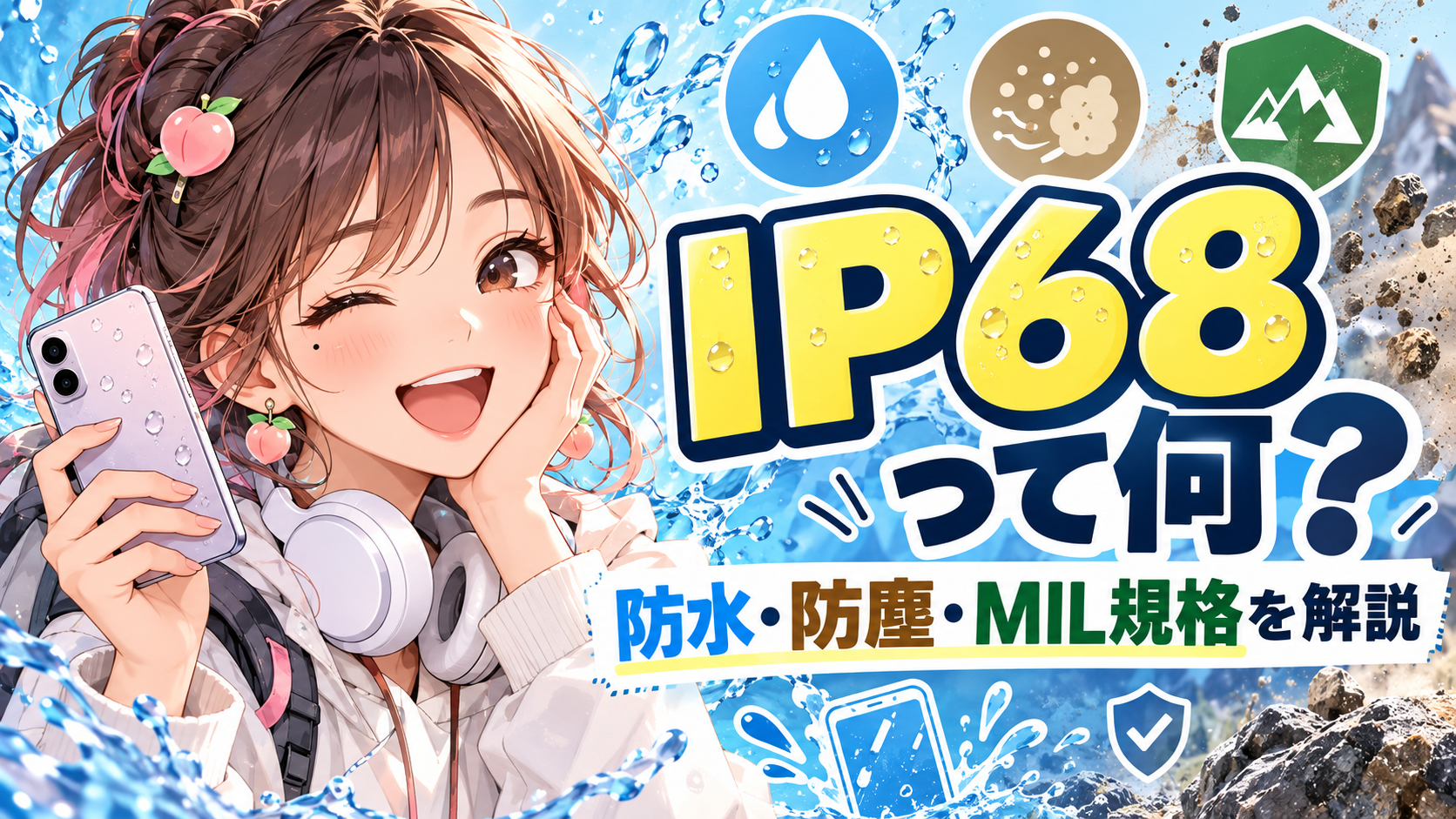 IP68とMIL-STD-810Hを解説するガジェオタもも風アイキャッチ