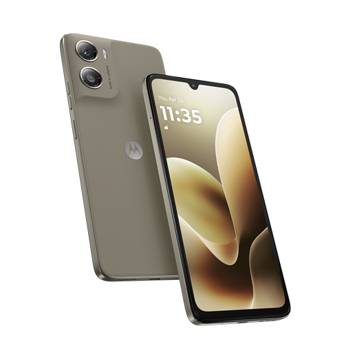 moto g06 ローレルオークの正面と背面（モトローラ公式画像）